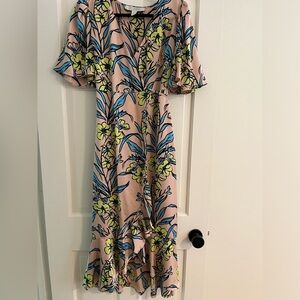 ASOS blush printed midi dress